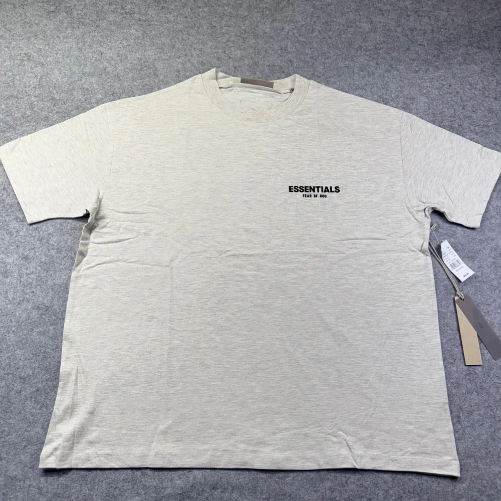Fear of God Essentials T-Shirt Men XL Light Oatmeal New Short Sleeve Logo Tee